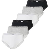 SCHIESSER Damen Brazilian-Slips, 6er Pack - 6Pack Brazilian, Stretch Cotton, uni, Größe M in Bunt