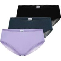 SCHIESSER Damen Brazilian-Slips, 3er Pack - 3Pack Brazilian, Stretch Cotton, uni, Größe S in Lila