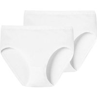 SCHIESSER Damen Hüftslip 2er Pack - Original Feinripp, Classic, Midi Slip, Weiß, Größe L in Weiß