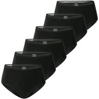 SCHIESSER Damen Midi-Slips, 6er Pack - 6Pack Midi, Stretch Cotton, uni, Größe XL in Schwarz