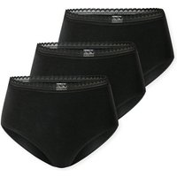 SCHIESSER Damen Midi-Slips, 3er Pack - 3Pack Midi, Stretch Cotton, uni, Größe XL in Schwarz