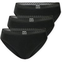 SCHIESSER Damen Rio-Slips, 3er Pack - 3Pack Rio Slip, Stretch Cotton, uni, Größe XL in Schwarz