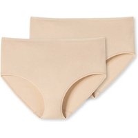 SCHIESSER Damen Slip 2er Pack - Midi-Slip, Cotton Stretch, uni, Größe L in Beige