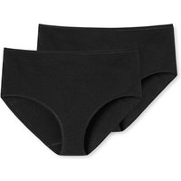 SCHIESSER Damen Slip 2er Pack - Midi-Slip, Cotton Stretch, uni, Größe L in Schwarz
