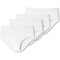 SCHIESSER Damen Slip 4er Pack - Midi-Slip, Cotton Stretch, uni, Größe L in Weiß