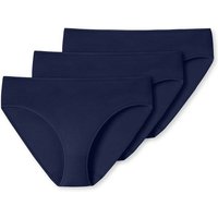 SCHIESSER Damen Slips 3er Pack - Jazz-Pants, Cotton Essentials, Basic, Stretch, Größe L in Blau