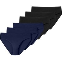 SCHIESSER Damen Slips 6er Pack - Jazz-Pants, Cotton Essentials, Basic, Stretch, Größe 46 (Gr. XXX-Large) in Schwarz
