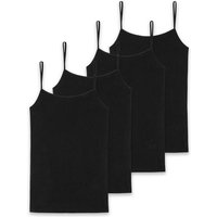 SCHIESSER Damen Spaghettitop, 4er Pack - Single Jersey, Serie 95/5, uni, Größe XL in Schwarz