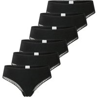 SCHIESSER Damen Strings, 6er Pack - 6Pack Cheeky String, Stretch Cotton, uni, Größe L in Schwarz