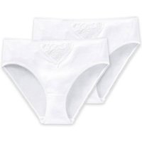 SCHIESSER Damen Tai-Slips, 2er Pack - "Cotton Essentials", Tai Pants, Baumwolle, Größe XL in Weiß
