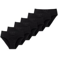 SCHIESSER Damen Tai-Slips, 6er Pack - "Cotton Essentials", Tai Pants, Baumwolle, Größe 3XL in Schwarz