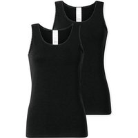 SCHIESSER Damen Tops, 2er Pack - 2Pack Trägertops, Unterhemd, Stretch Cotton, uni, Größe 2XL in Schwarz