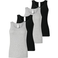 SCHIESSER Damen Tops, 4er Pack - 4Pack Trägertops, Unterhemd, Stretch Cotton, uni, Größe L in Schwarz