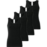 SCHIESSER Damen Tops, 4er Pack - 4Pack Trägertops, Unterhemd, Stretch Cotton, uni, Größe XL in Schwarz