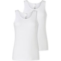 SCHIESSER Damen Tops, 2er Pack - 2Pack Trägertops, Unterhemd, Stretch Cotton, uni, Größe 3XL in Weiß