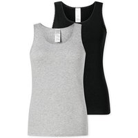 SCHIESSER Damen Tops, 2er Pack - 2Pack Trägertops, Unterhemd, Stretch Cotton, uni, Größe M in Schwarz