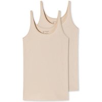 SCHIESSER Damen Trägertop, 2er Pack - Single Jersey, Serie 95/5, uni, Größe M in Beige