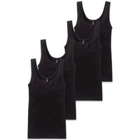 SCHIESSER Damen Unterhemden, 4er Pack - "Cotton Essentials", Trägertop, Baumwolle, Größe L in Schwarz