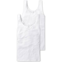 SCHIESSER Damen Unterhemden, 2er Pack - "Cotton Essentials", Trägertop, Baumwolle, Größe XL in Weiß