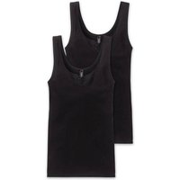 SCHIESSER Damen Unterhemden, 2er Pack - "Cotton Essentials", Trägertop, Baumwolle, Größe 2XL in Schwarz