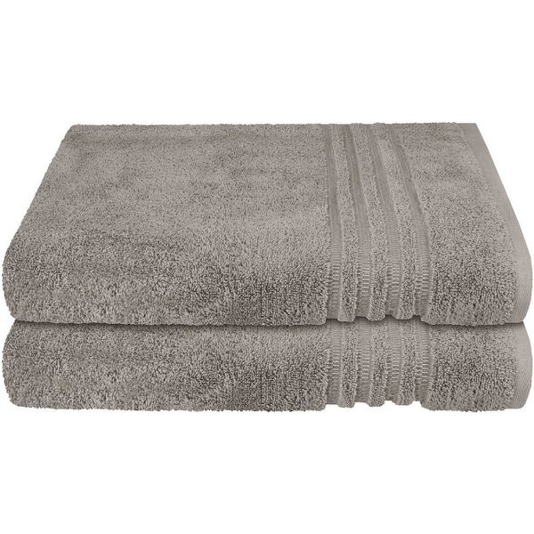 Schiesser Duschtücher Milano aus 100% Baumwolle mit eleganter Bordüre in Hoch-Tief-Optik, Frottier (Set, 2-St), OEKO-TEX® MADE IN GREEN