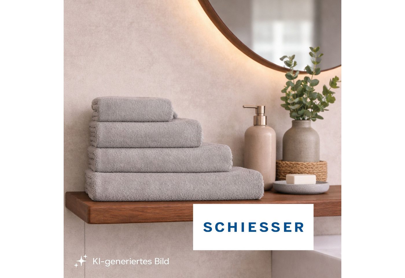 Schiesser Duschtücher Milano aus 100% Baumwolle mit eleganter Bordüre in Hoch-Tief-Optik, Frottier (Set, 2-St), OEKO-TEX® MADE IN GREEN – Bild 3 von 5