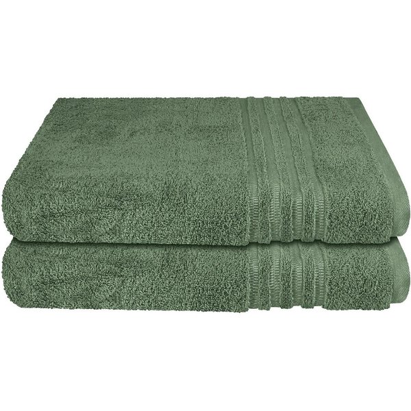 Schiesser Duschtücher Milano aus 100% Baumwolle mit eleganter Bordüre in Hoch-Tief-Optik, Frottier (Set, 2-St), OEKO-TEX® MADE IN GREEN