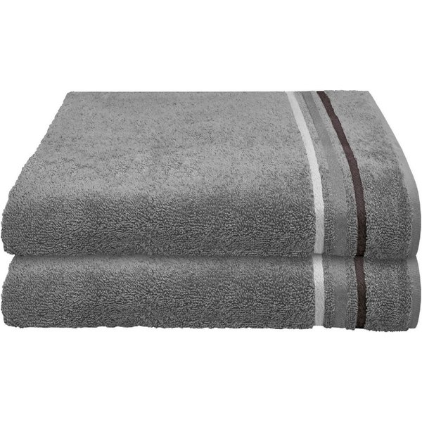 Schiesser Duschtücher Skyline Color aus 100 % Baumwolle mit eleganter Streifenbordüre, Frottier (Set, 2-St), OEKO-TEX® MADE IN GREEN