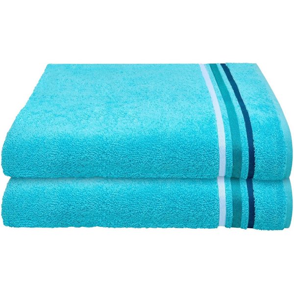 Schiesser Duschtücher Skyline Color aus 100 % Baumwolle mit eleganter Streifenbordüre, Frottier (Set, 2-St), OEKO-TEX® MADE IN GREEN