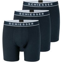 SCHIESSER Herren Boxershorts, 3er Pack - Long Shorts, Logobund, Baumwoll-Stretch, Größe M in Blau