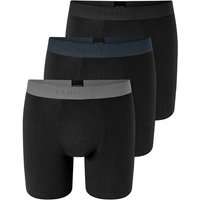 SCHIESSER Herren Boxershorts, 3er Pack - Long Shorts, Logobund, Baumwoll-Stretch, Größe M in Schwarz