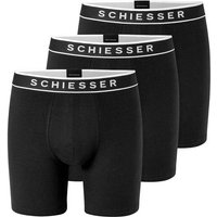SCHIESSER Herren Boxershorts, 3er Pack - Long Shorts, Logobund, Baumwoll-Stretch, Größe L in Schwarz