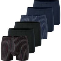 SCHIESSER Herren Boxershorts, 6er Pack - "95/5", Cotton Stretch, uni/gestreift, Größe 3XL in Blau