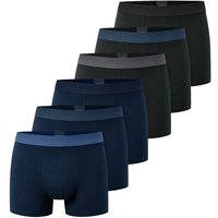 SCHIESSER Herren Boxershorts, 6er Pack - "95/5", Trunks, Cotton Stretch, Logobund, Größe S in Blau