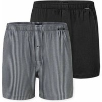 SCHIESSER Herren Jersey-Boxershorts, 2er Pack - 2Pack Boxershorts, Baumwolle, einfarbig, Größe S in Schwarz