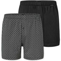 SCHIESSER Herren Jersey-Boxershorts, 2er Pack - 2Pack Boxershorts, Baumwolle, einfarbig, Größe S in Schwarz