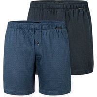 SCHIESSER Herren Jersey-Boxershorts, 2er Pack - 2Pack Boxershorts, Baumwolle, einfarbig, Größe 4XL in Blau