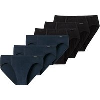 SCHIESSER Herren Slip 6er Pack - Supermini, Rio-Slip, Essentials, Cotton Stretch, Größe L in Schwarz