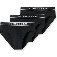 SCHIESSER Herren Slips, 3er Pack - "95/5", Rio Briefs, Logo-Bund, Stretch Baumwolle, Größe L in Schwarz