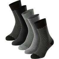 SCHIESSER Herren Socken, 5er Pack - "Bluebird", Baumwoll-Mix, uni/gemustert, Größe 39-42 in Schwarz