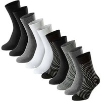 SCHIESSER Herren Socken, 10er Pack - "Bluebird", Baumwoll-Mix, uni/gemustert, Größe 39-42 in Schwarz