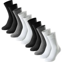SCHIESSER Herren Socken, 10er Pack - "Bluebird", Baumwoll-Mix, uni/gemustert, Größe 39-42 in Schwarz