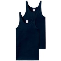 SCHIESSER Herren Unterhemd 2er Pack - ärmellos, Cotton Essentials, Feinripp, Größe XL in Blau