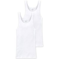 SCHIESSER Herren Unterhemd 2er Pack - ärmellos, Cotton Essentials, Doppelripp, Größe L in Weiß
