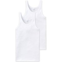 SCHIESSER Herren Unterhemd 2er Pack - ärmellos, Cotton Essentials, Feinripp, Größe XL in Weiß