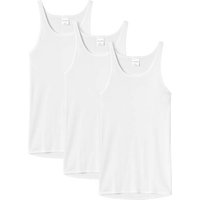 SCHIESSER Herren Unterhemd 3er Pack - Sport-Jacke, ohne Arm, Original Feinripp, einfarbig, Größe M in Weiß