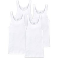 SCHIESSER Herren Unterhemd 4er Pack - ärmellos, Cotton Essentials, Doppelripp, Größe M in Weiß