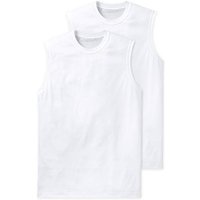 SCHIESSER Herren Unterhemden, 2er Pack - "Essentials", Muscleshirt, Rundhals, Baumwolle, Größe M in Weiß