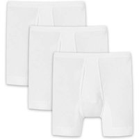 SCHIESSER Herren Unterhose mit Eingriff, lang, 3er Pack - Original Classics, Doppelripp, Baumwolle, Größe 2XL in Weiß