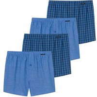 SCHIESSER Herren Web-Boxershorts, 4er Pack - Unterhose, Baumwolle, Größe 4XL in Blau